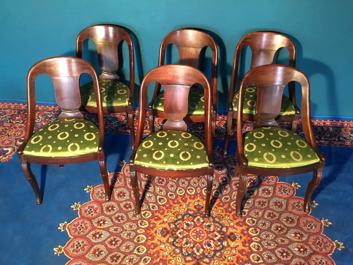 Suite De Six Chaises De Style Empire En Acajou époque 1900.-photo-5