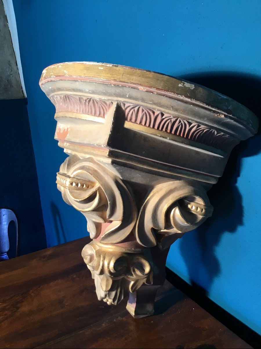 19th Century Polychrome Terracotta Wall Console -photo-3