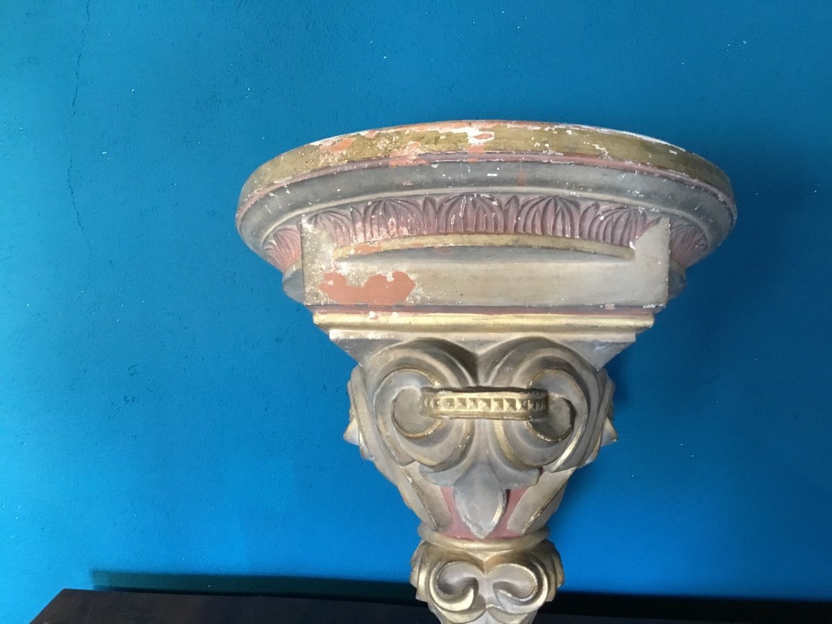 19th Century Polychrome Terracotta Wall Console -photo-4