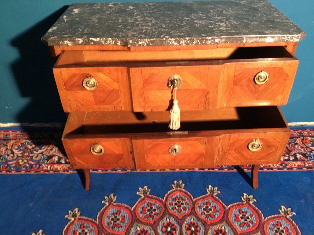 Commode,, Sauteuse, Louis XV, Louis XVI, En Marqueterie 19emsiècle -photo-3