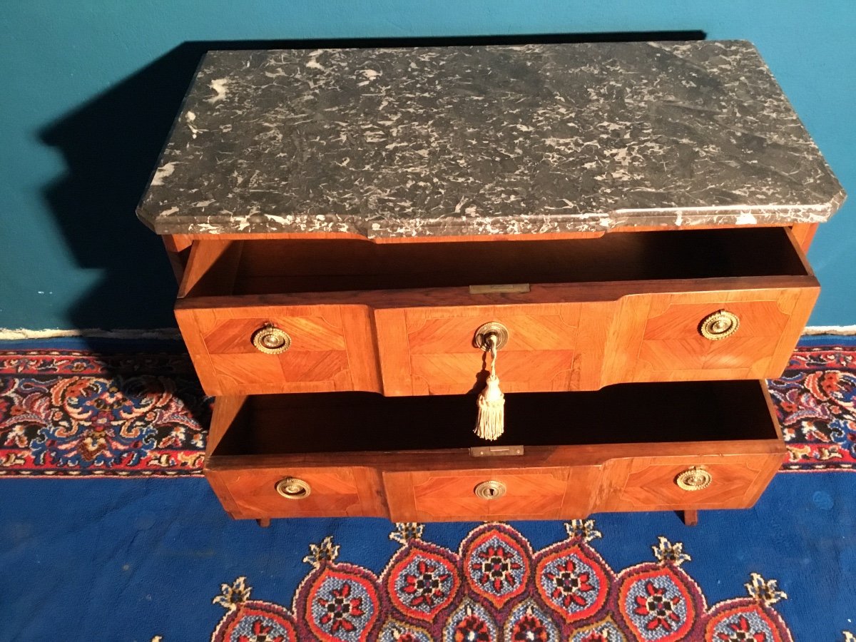 Commode,, Sauteuse, Louis XV, Louis XVI, En Marqueterie 19emsiècle -photo-1