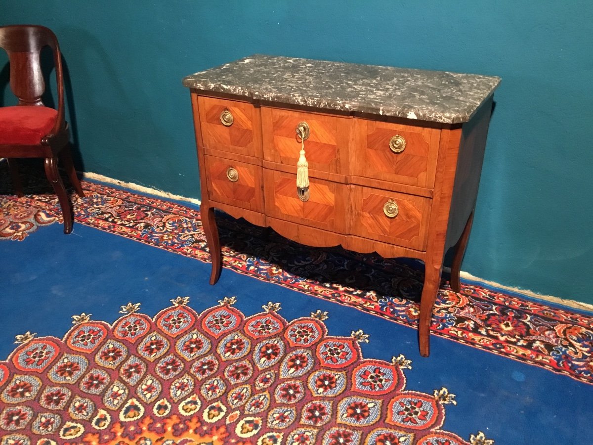 Commode,, Sauteuse, Louis XV, Louis XVI, En Marqueterie 19emsiècle 