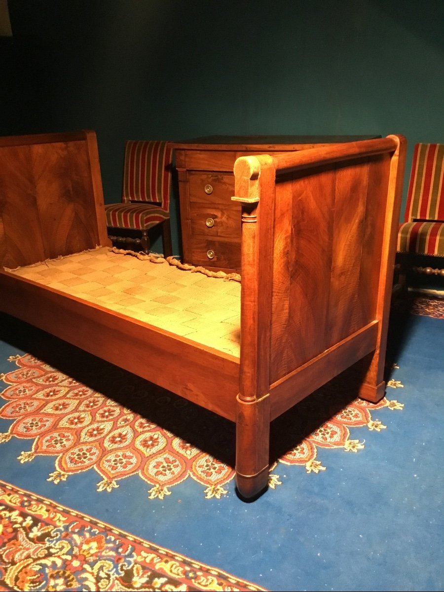 Bench Bed, Empire Period Walnut, 19th Century -photo-2