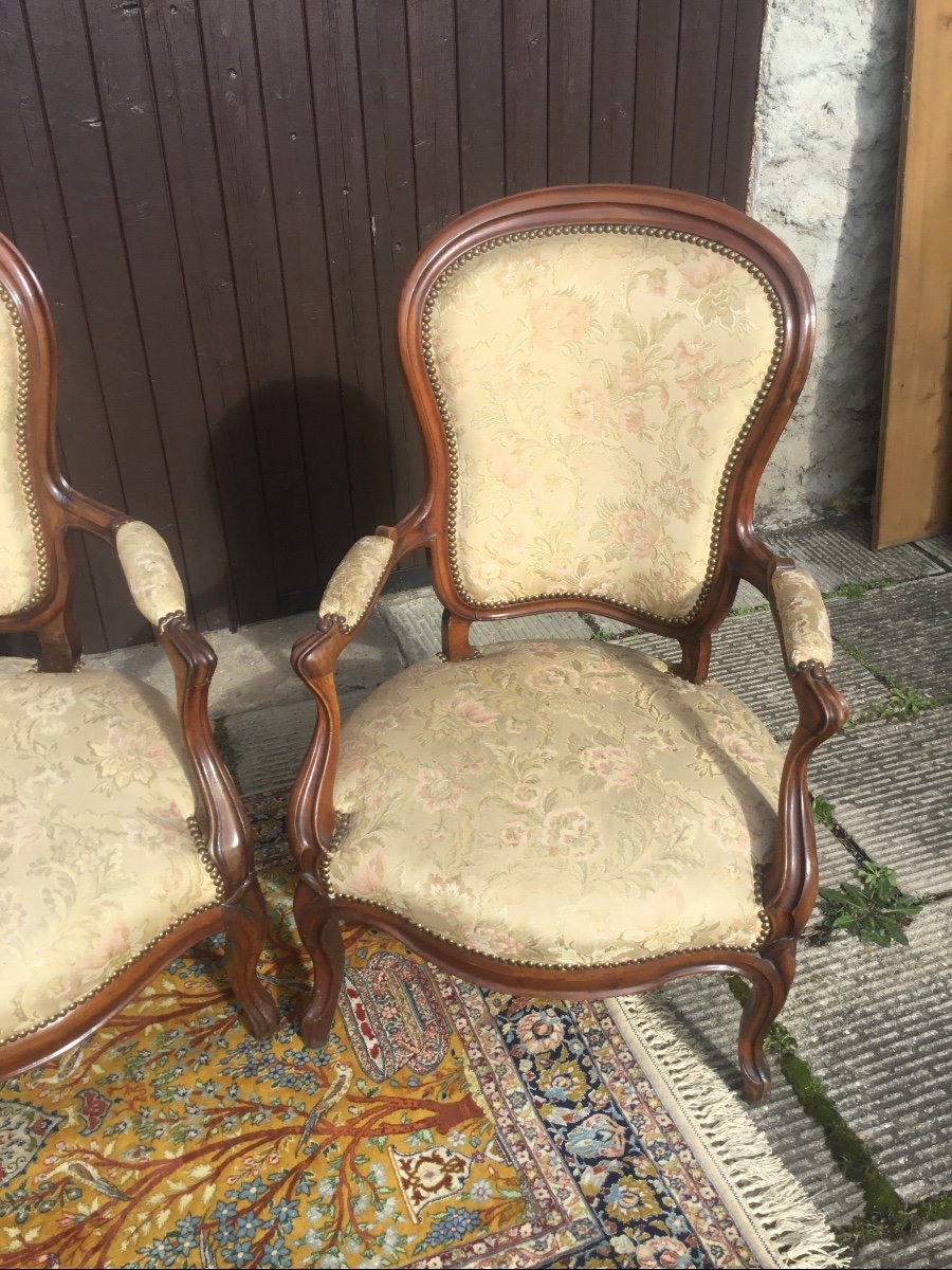 Suite Of Three French Armchairs In Louis-philippe Style 19th Century Period -photo-6