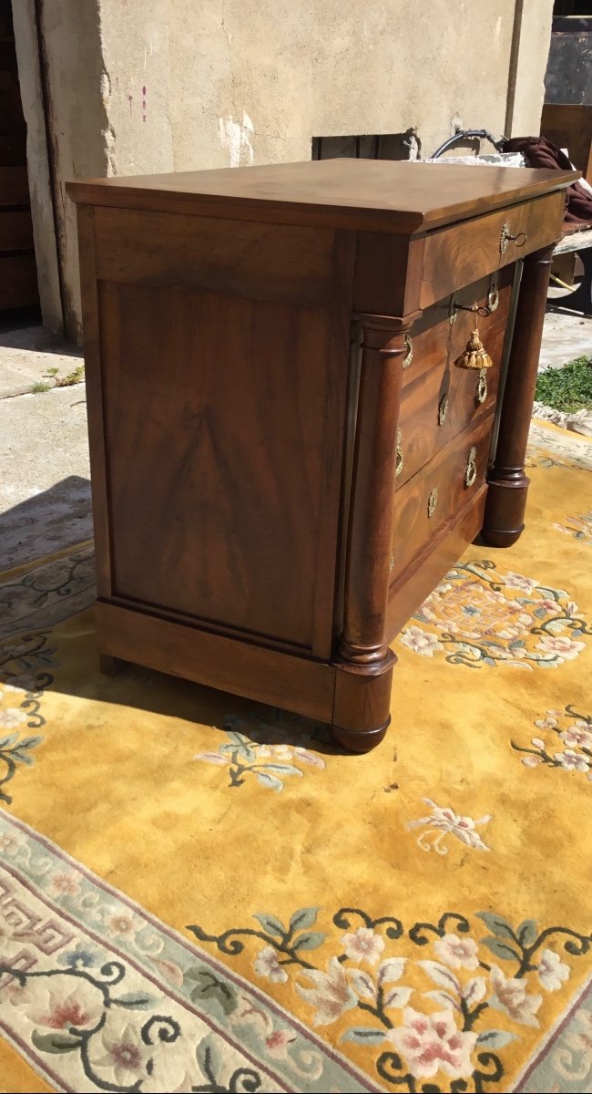 Empire Commode, With Detached Column In Walnut, 19th Century Period -photo-1