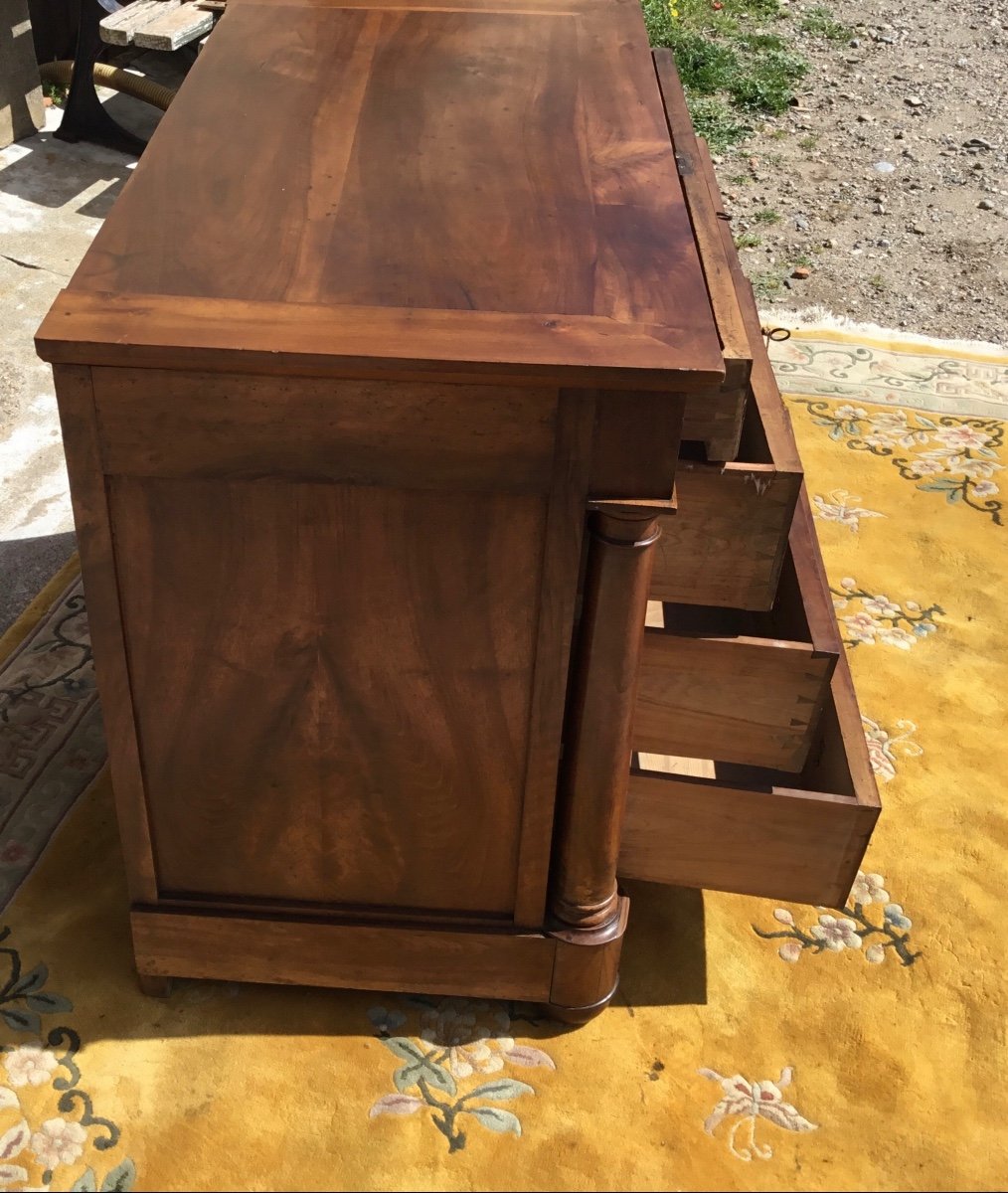 Empire Commode, With Detached Column In Walnut, 19th Century Period -photo-6