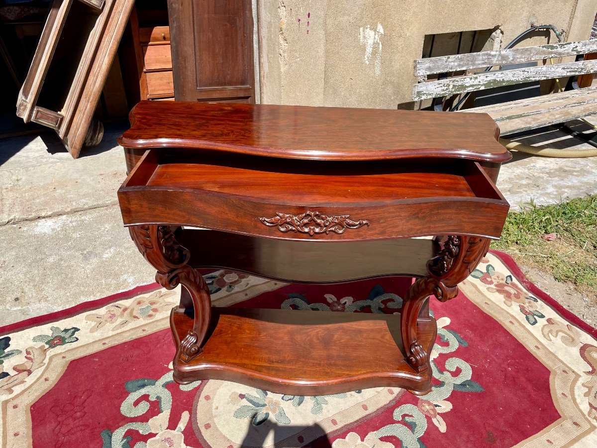 Console, Louis XV Style, Mahogany Napoleon III Period/19m.-photo-3