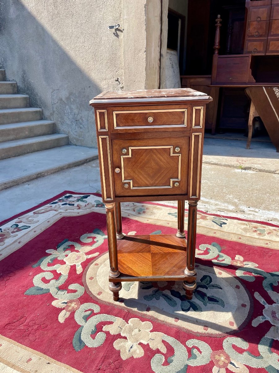 Louis XVI Style Bedside Table In Mahogany Napoleon Ill Period, Xlxem. 