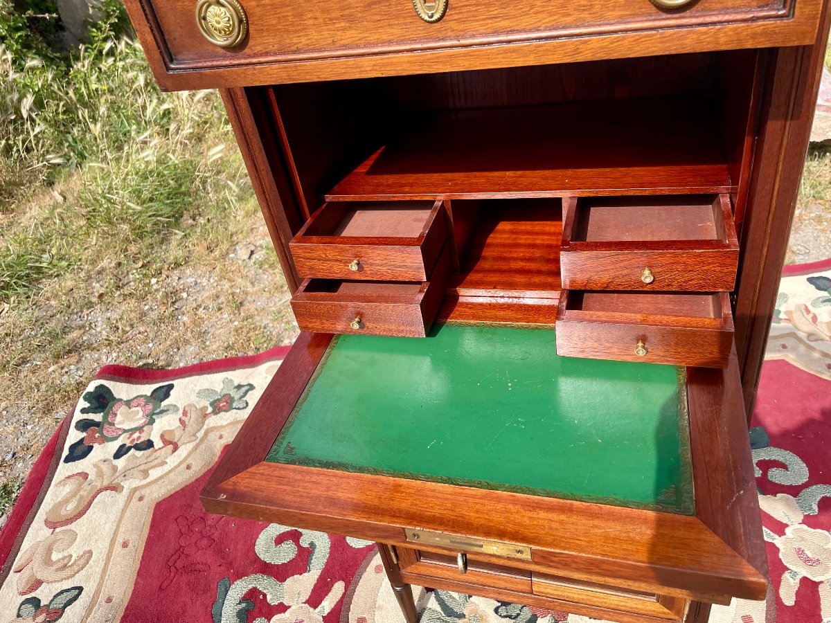 Small Louis XVI Style Lady's Secretary, In Mahogany, 1900. -photo-3