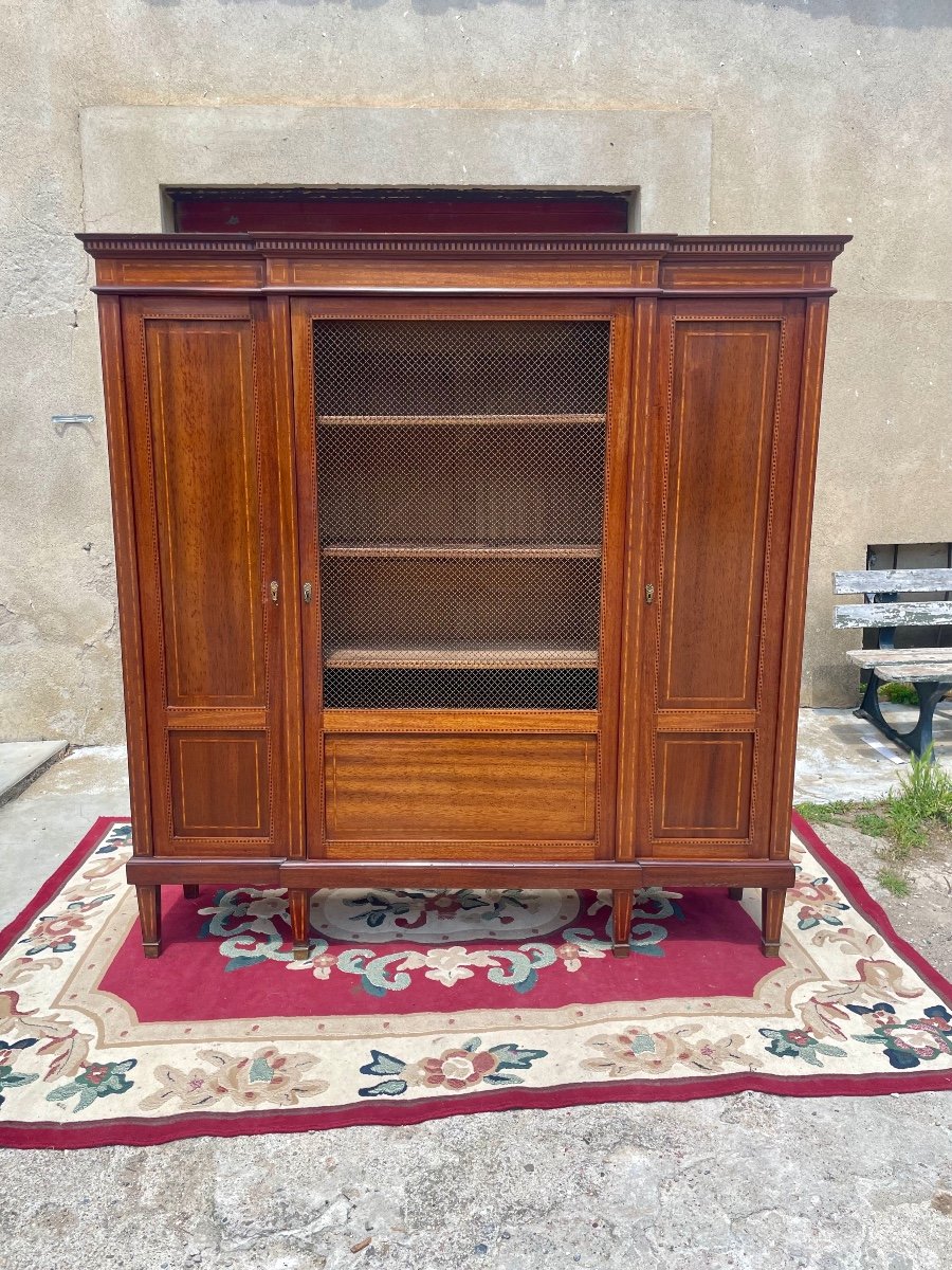 Louis XVI Napoleon III Library In Blond Mahogany, 19th Century. 