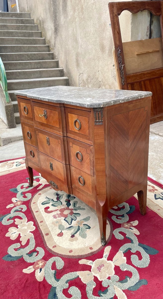 Commode,sauteuse,louis XV,louis XVI, En Marqueterie époque XIXem.-photo-4