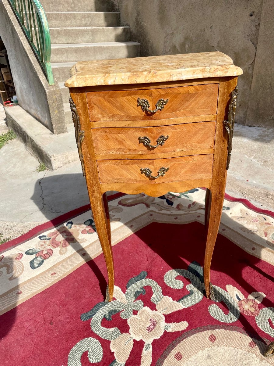 Pair Of Louis XV Style Bedside Tables, In Marterie Period, 1930-photo-3