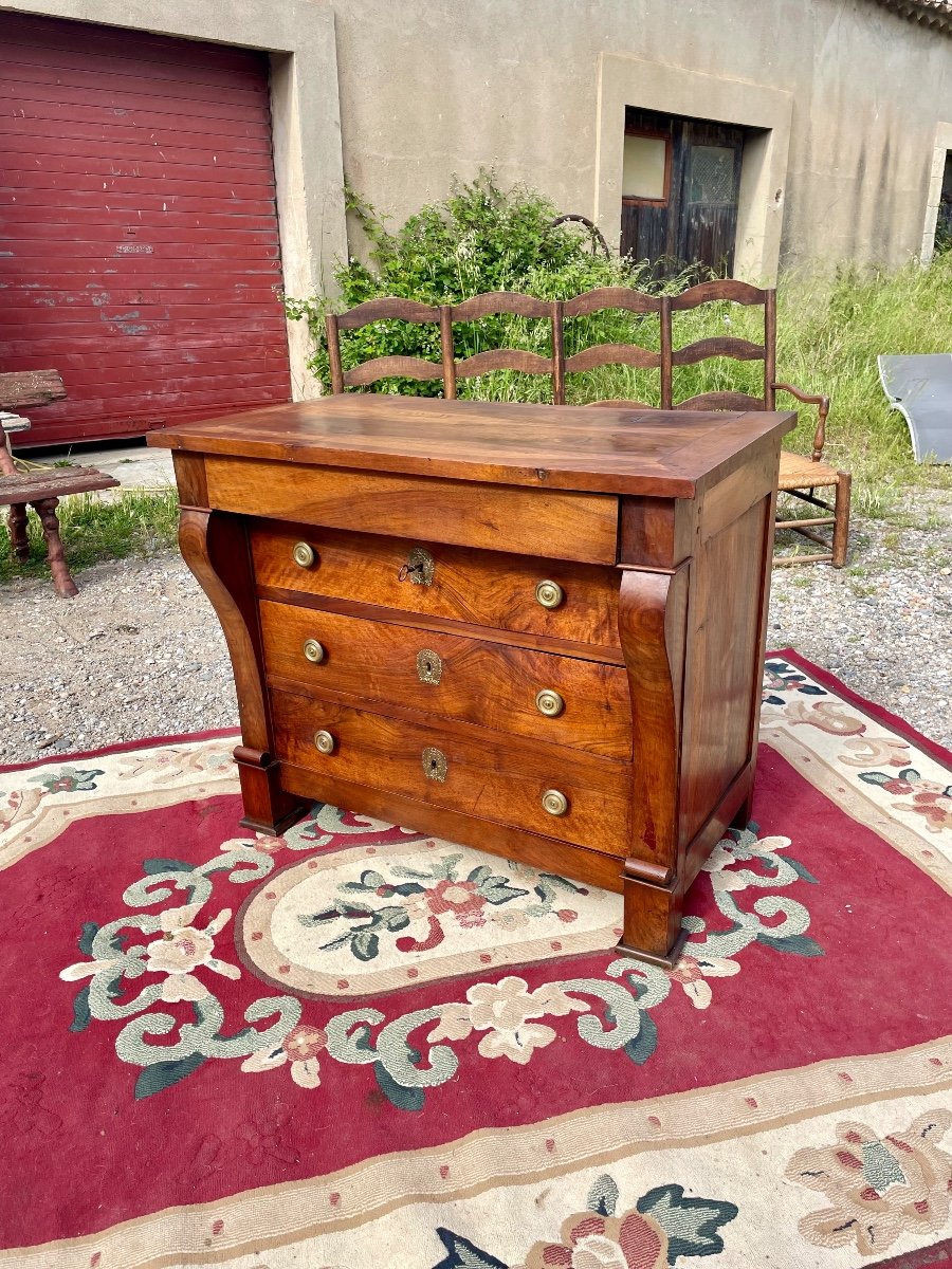 Restoration Chest Of Drawers In Walnut From The 20th Century.-photo-8