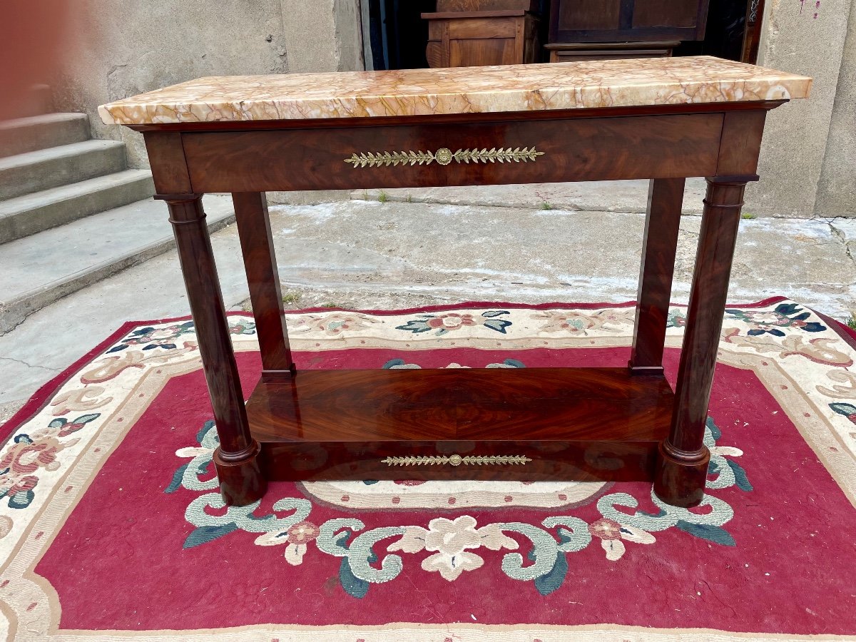 Console, Empire En Acajou Flammées Estampillé Durant, D’époque XIXem Siècle-photo-2