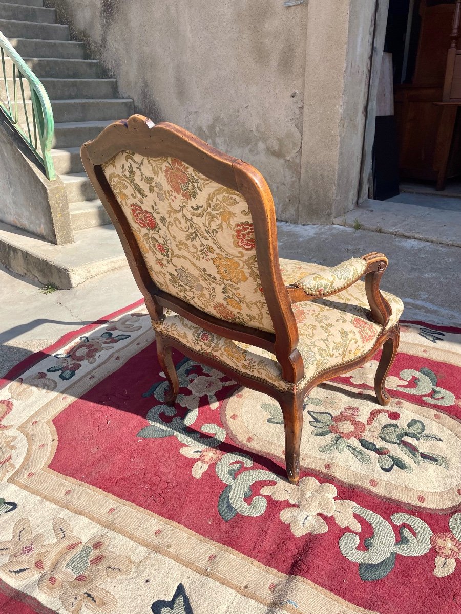 Armchair, Louis XV, In Walnut D 18th Century -photo-6