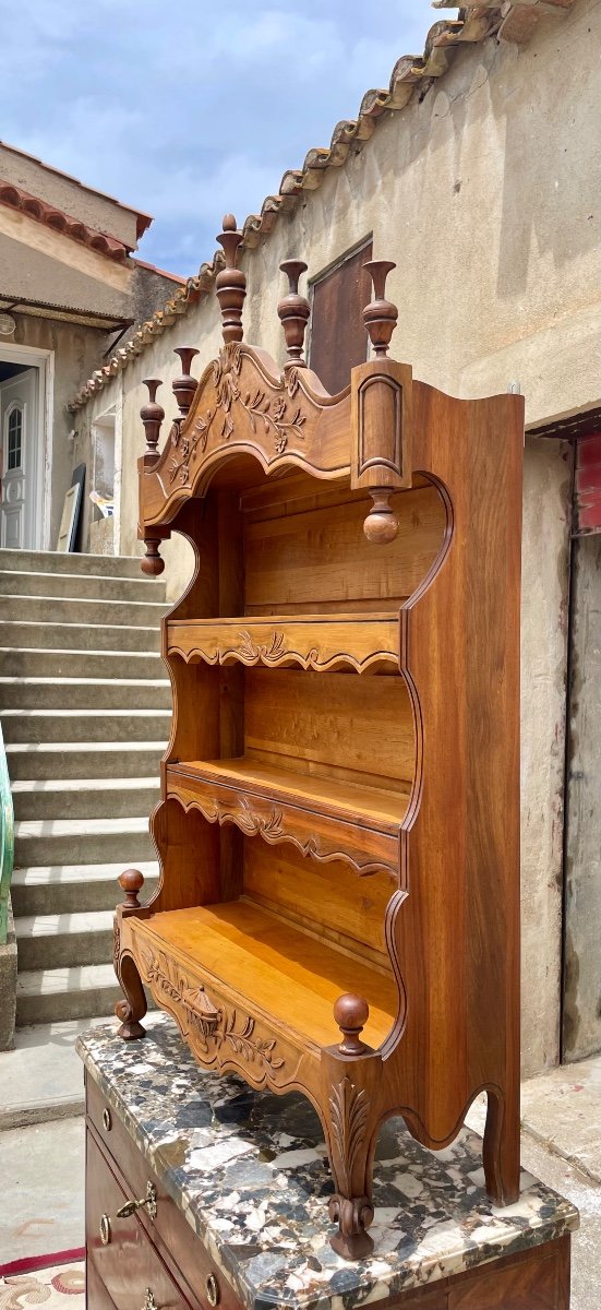 Estanier, Provençal Wall Shelf In Walnut From The 1900s.-photo-3