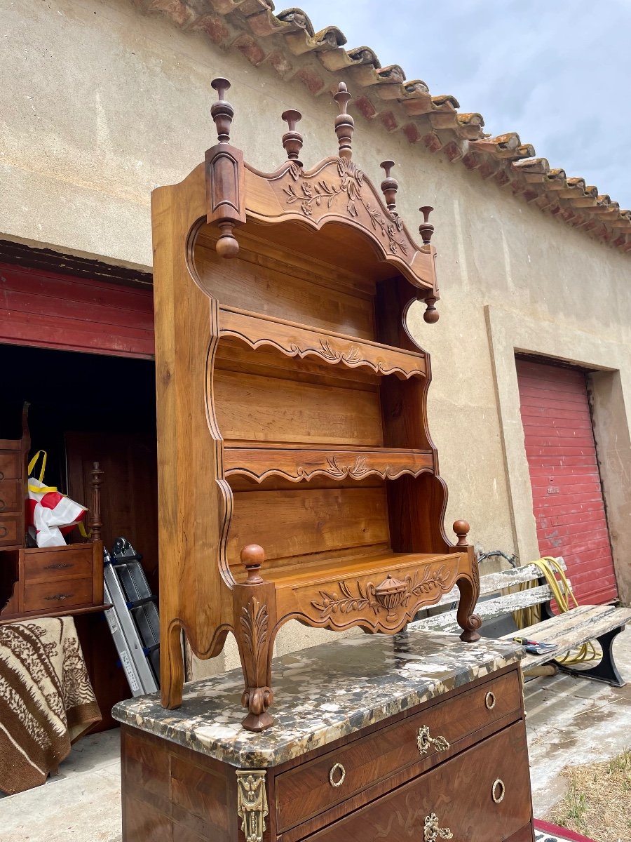 Estanier, Provençal Wall Shelf In Walnut From The 1900s.-photo-5