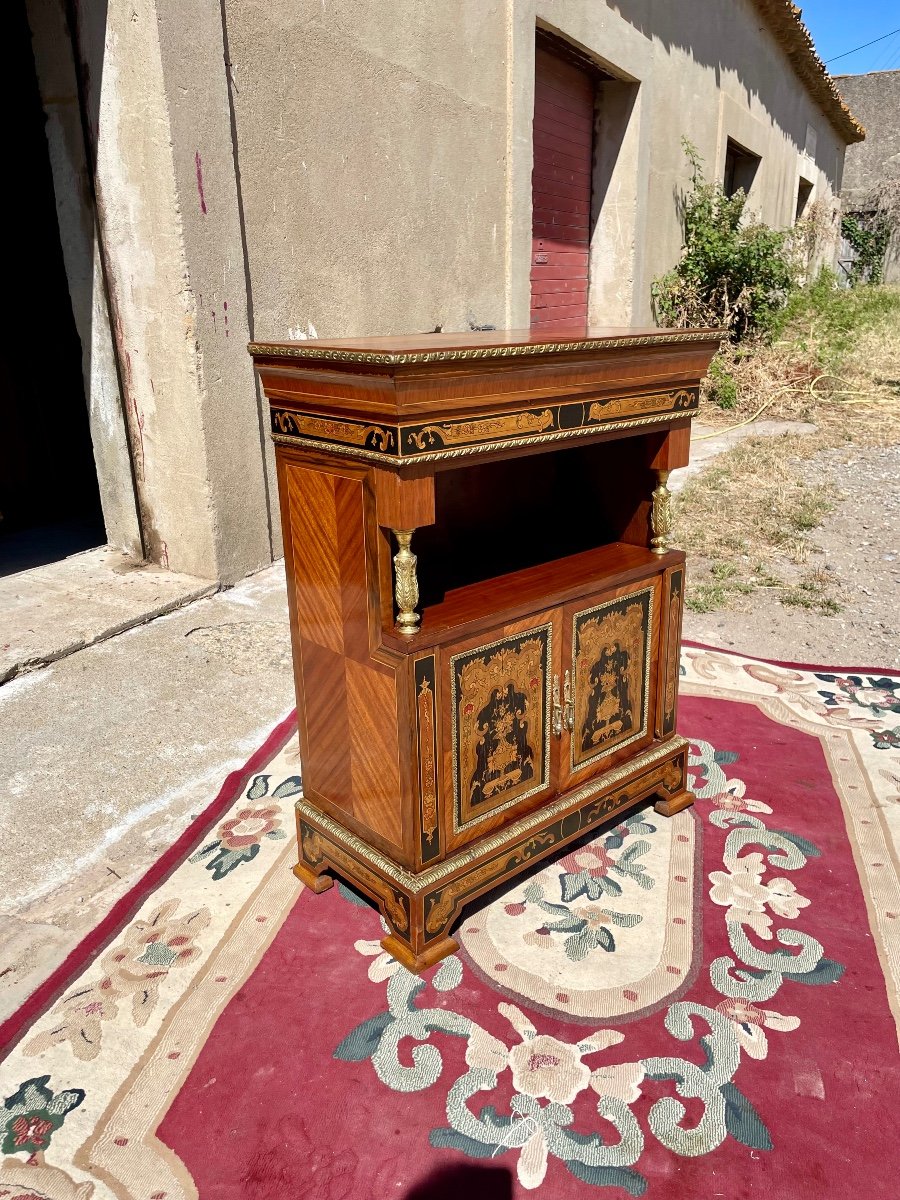 Support Unit, Louis XVI Style, In Marquetry From The 1950s.-photo-3