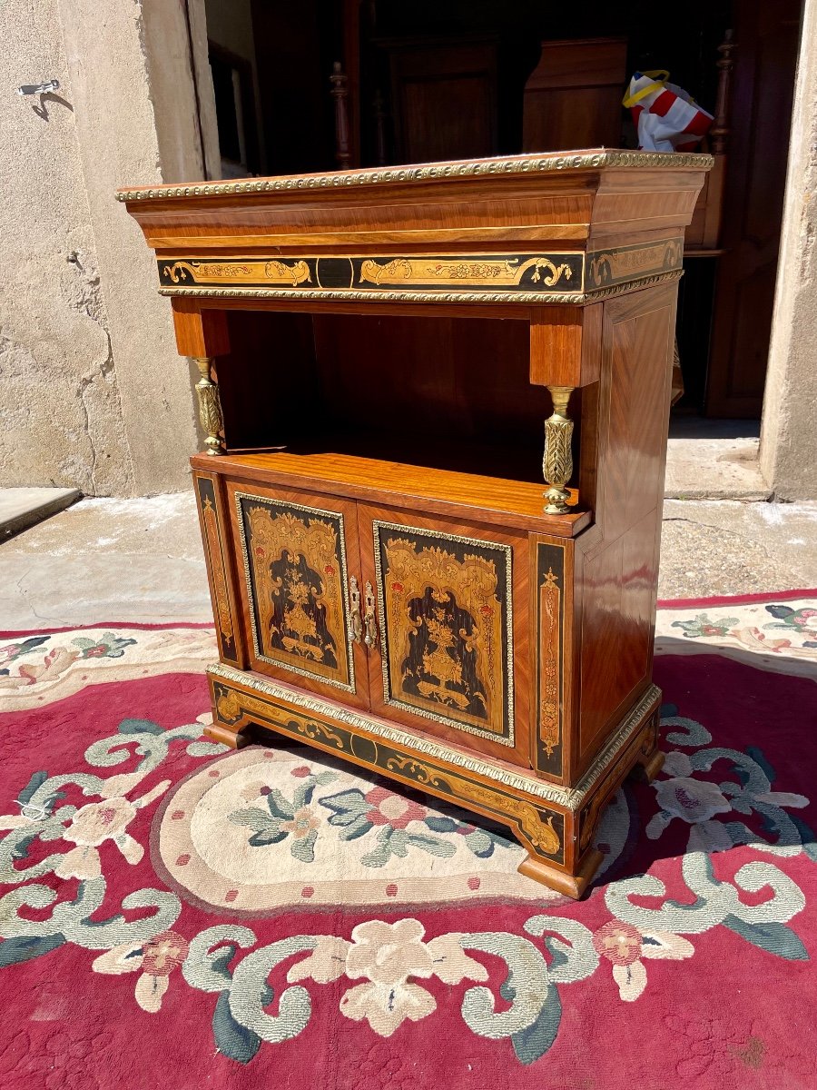 Support Unit, Louis XVI Style, In Marquetry From The 1950s.-photo-1