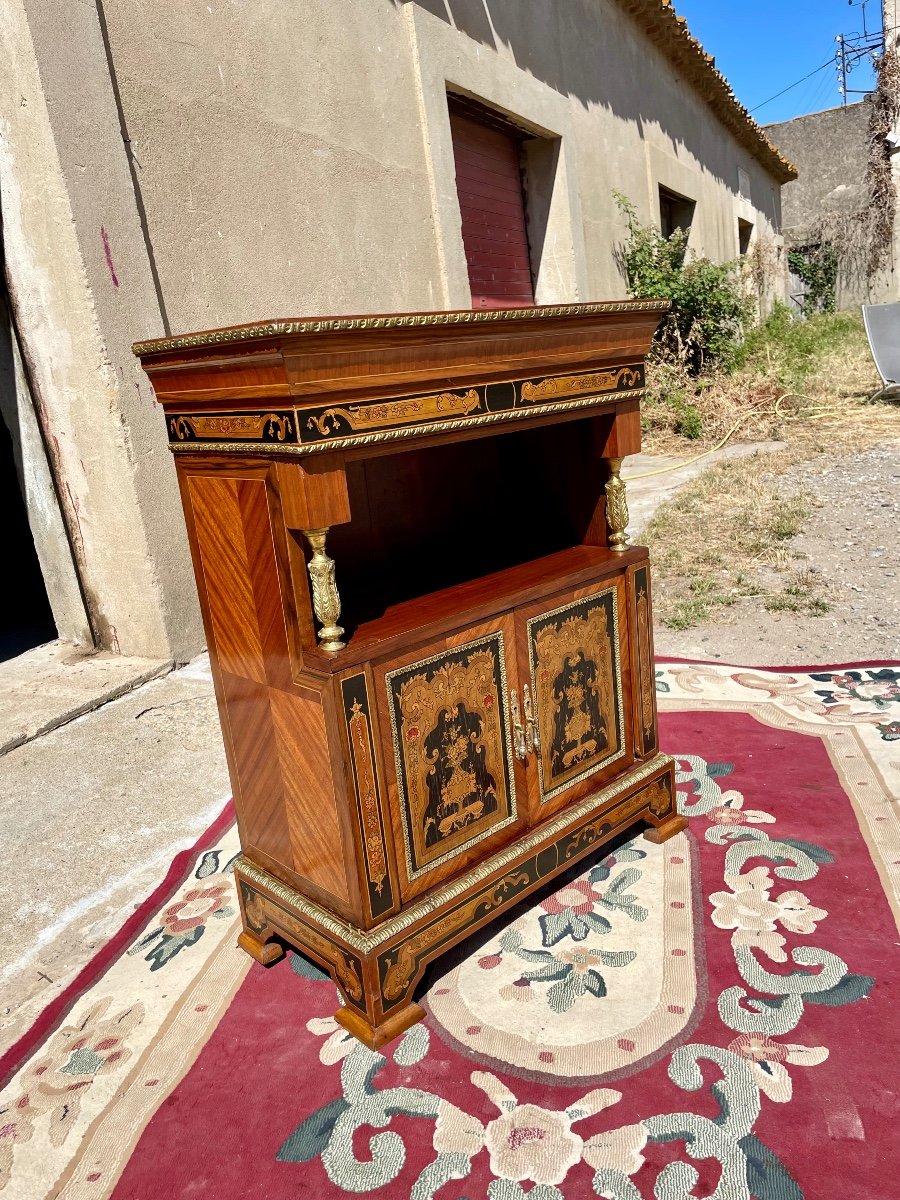 Support Unit, Louis XVI Style, In Marquetry From The 1950s.-photo-3