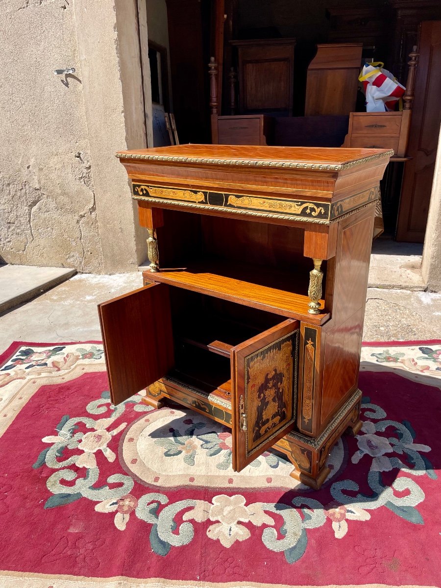 Support Unit, Louis XVI Style, In Marquetry From The 1950s.-photo-4