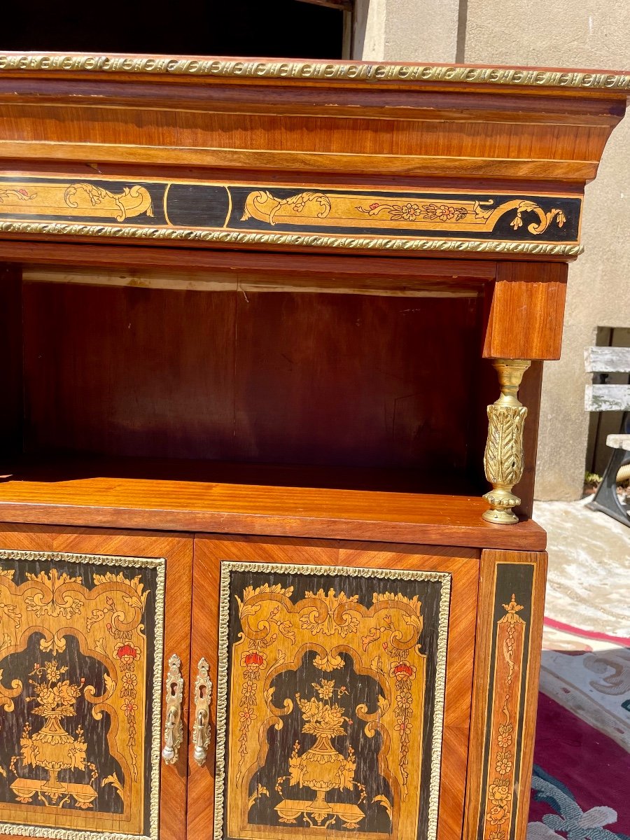 Support Unit, Louis XVI Style, In Marquetry From The 1950s.-photo-5