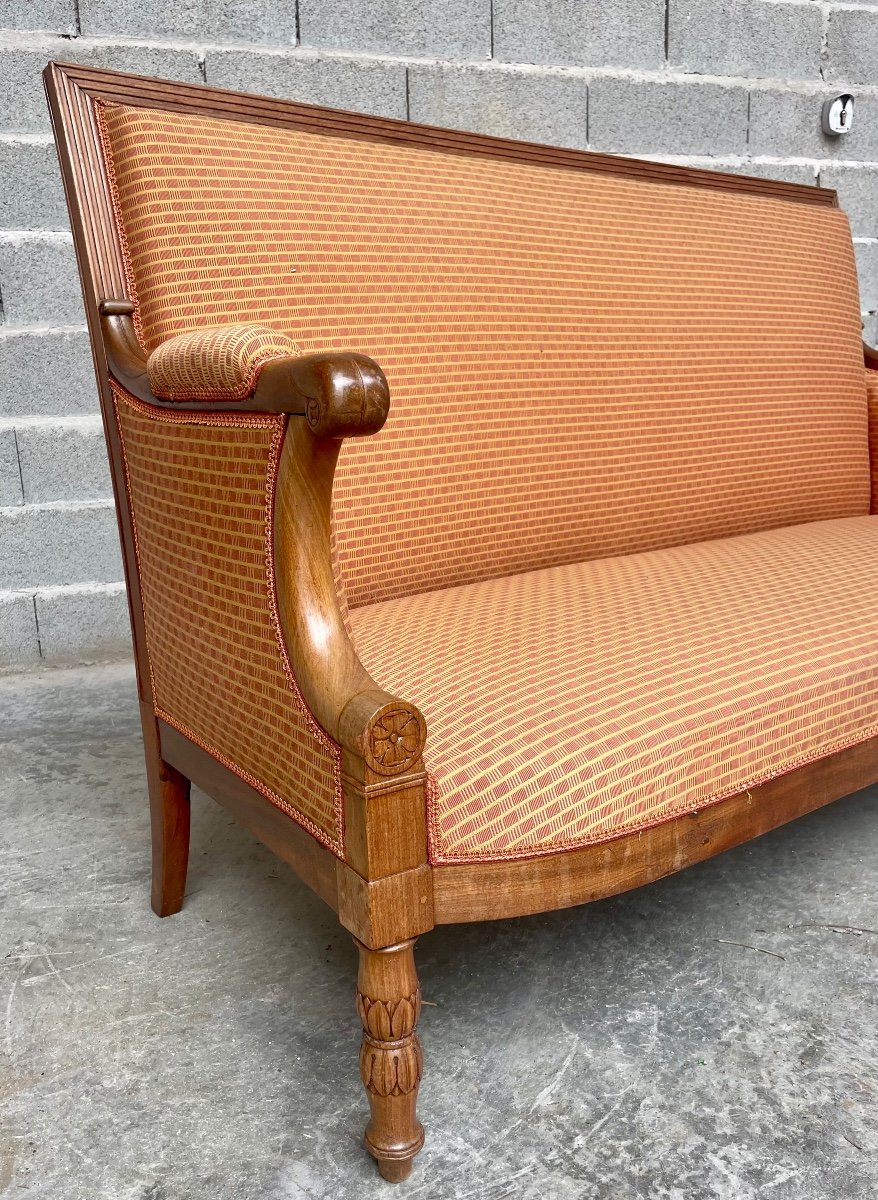 Bench, Restoration In Blond Mahogany, 19th Century -photo-3