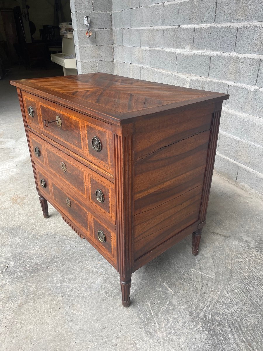 Commode, Secretary, Louis XVI, In Deposit Marquetry 18th Century.-photo-4