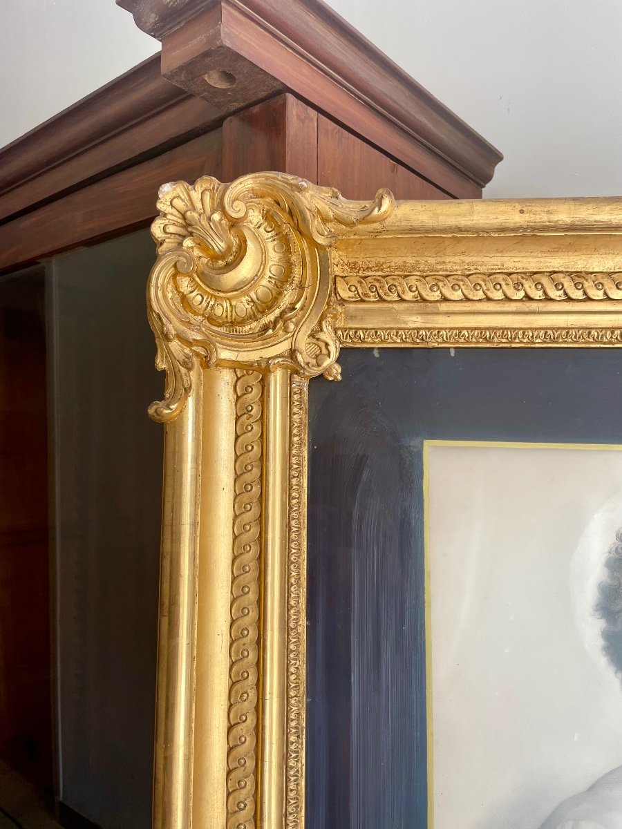 Large Golden Wood Frame, Louis XV Style, Vintage, 19th Century -photo-5