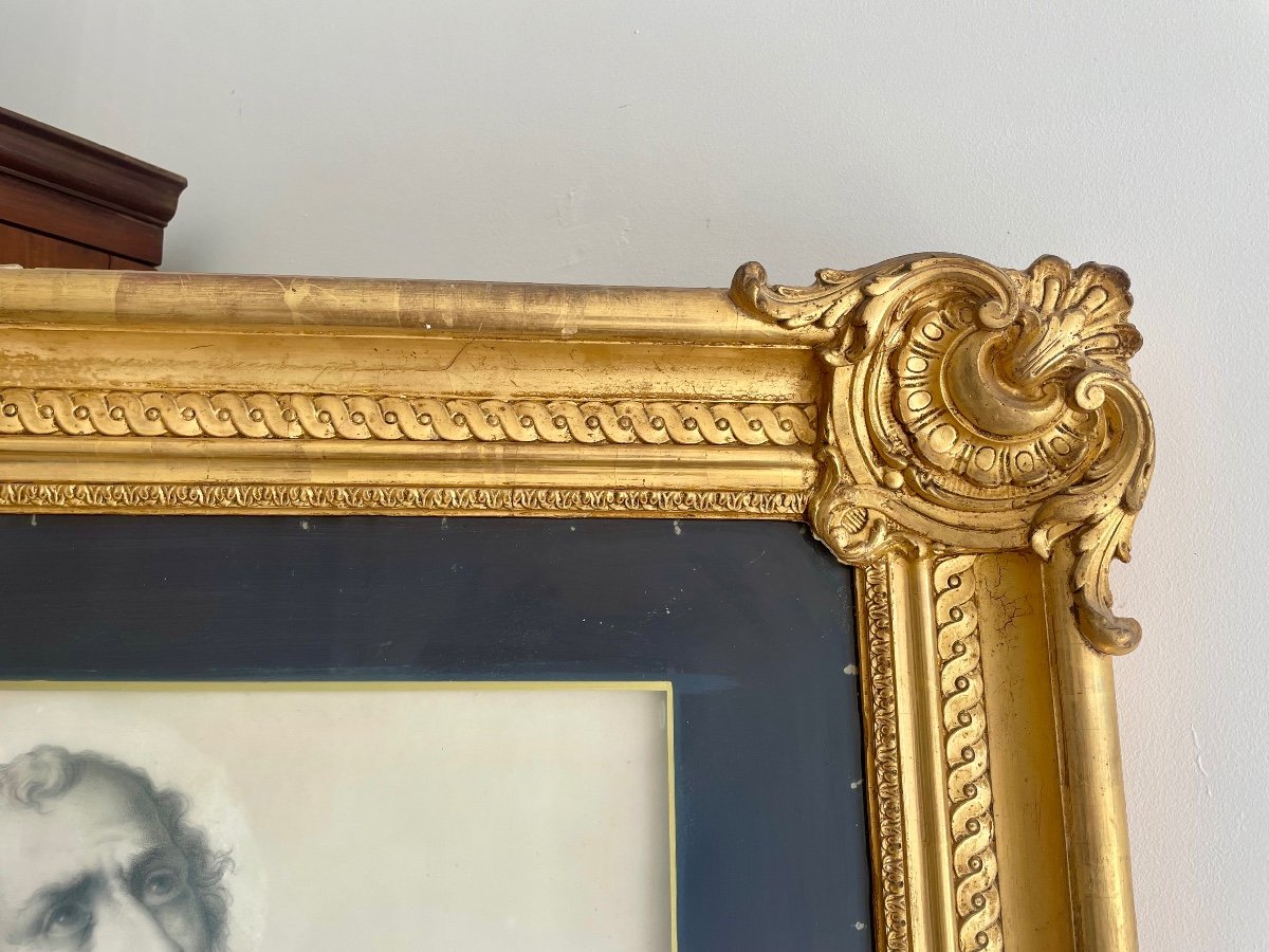 Large Golden Wood Frame, Louis XV Style, Vintage, 19th Century -photo-8