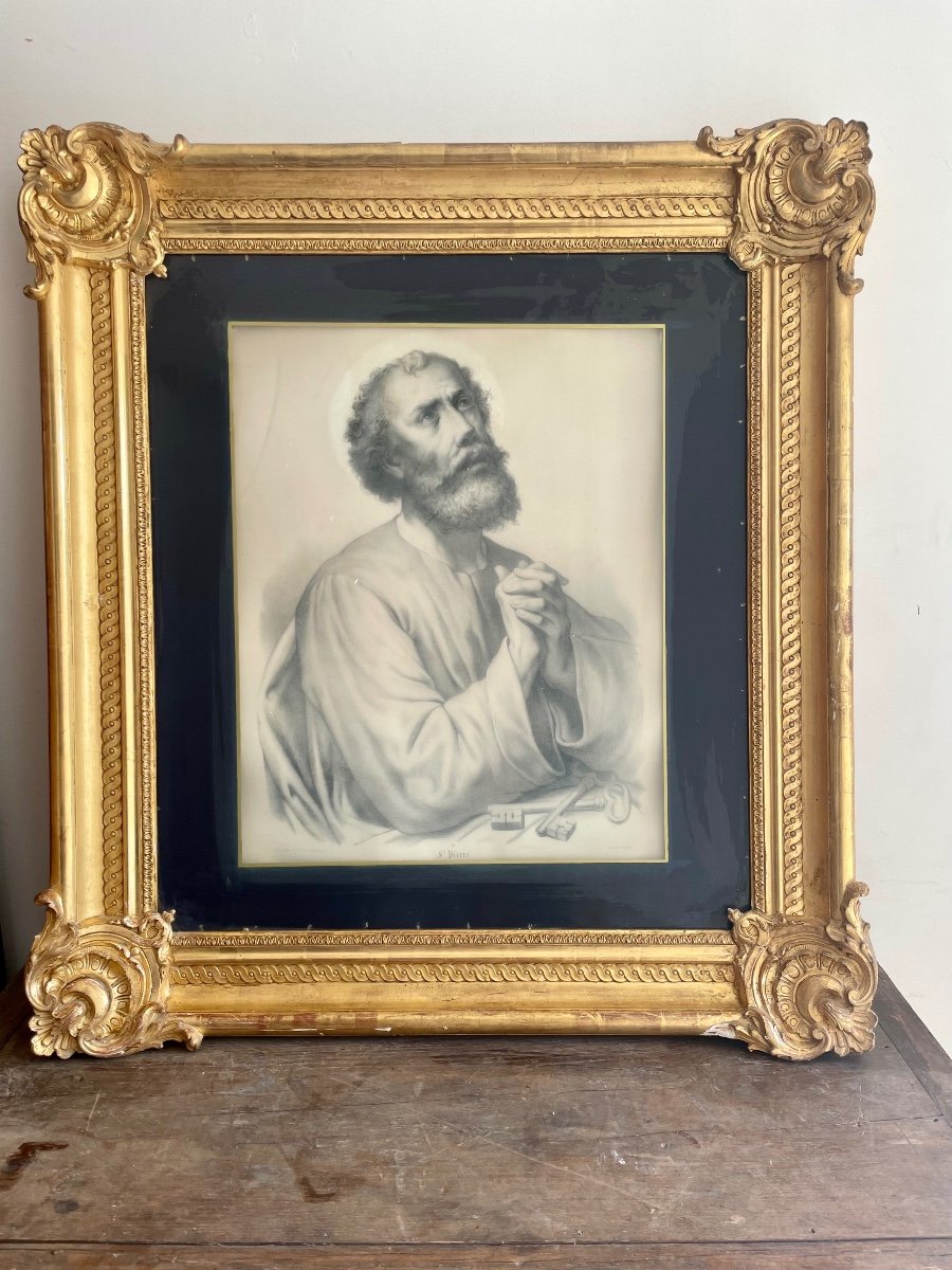 Large Golden Wood Frame, Louis XV Style, Vintage, 19th Century 