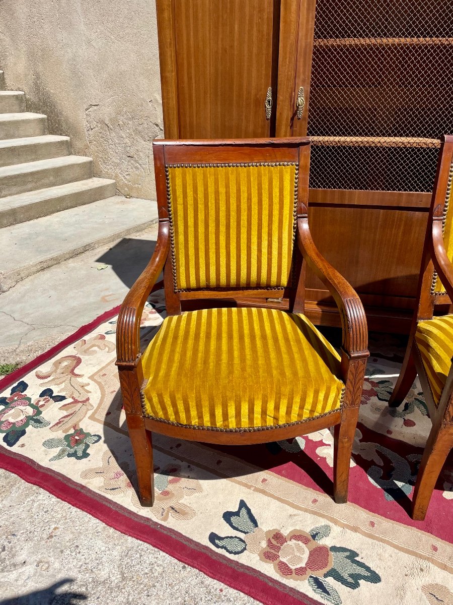 Pair Of Empire Mahogany Armchairs From The 19th Century -photo-3