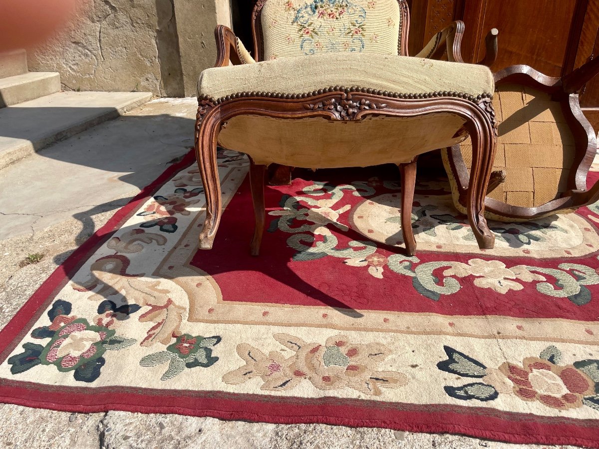 Armchair, Bergère Cabriolet, Louis XV With Its Footrest, 18th Century -photo-3