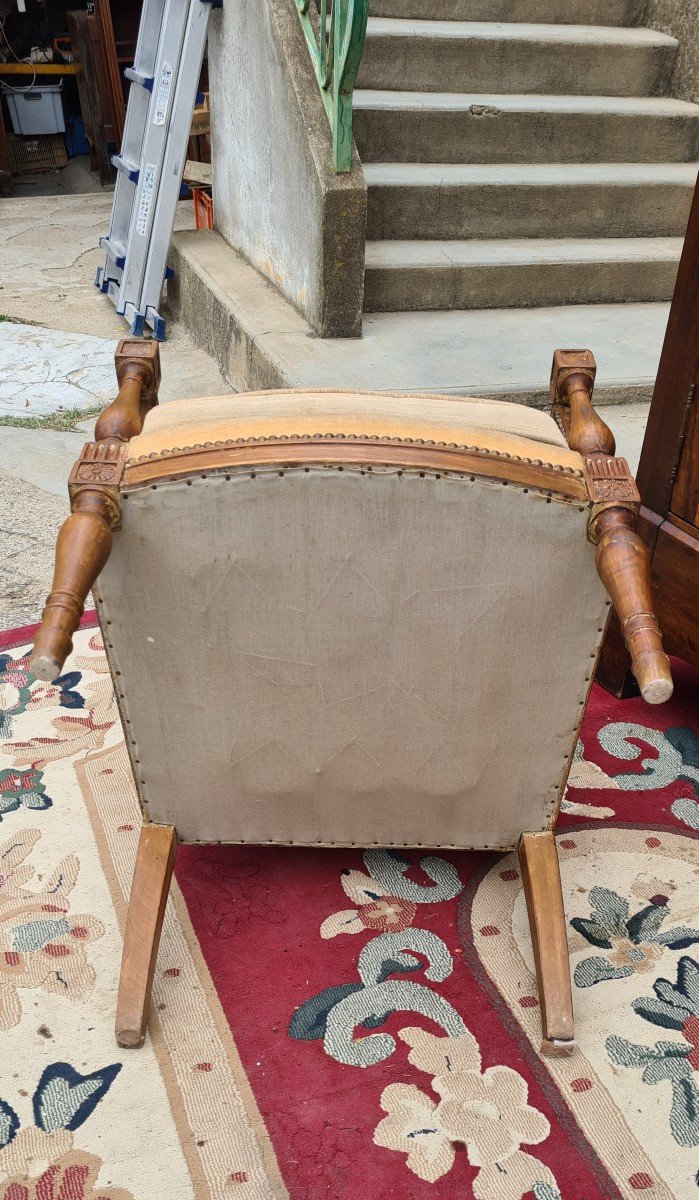 Fauteuil Bergère Directoire En Noyer époque XVIIIé -photo-3