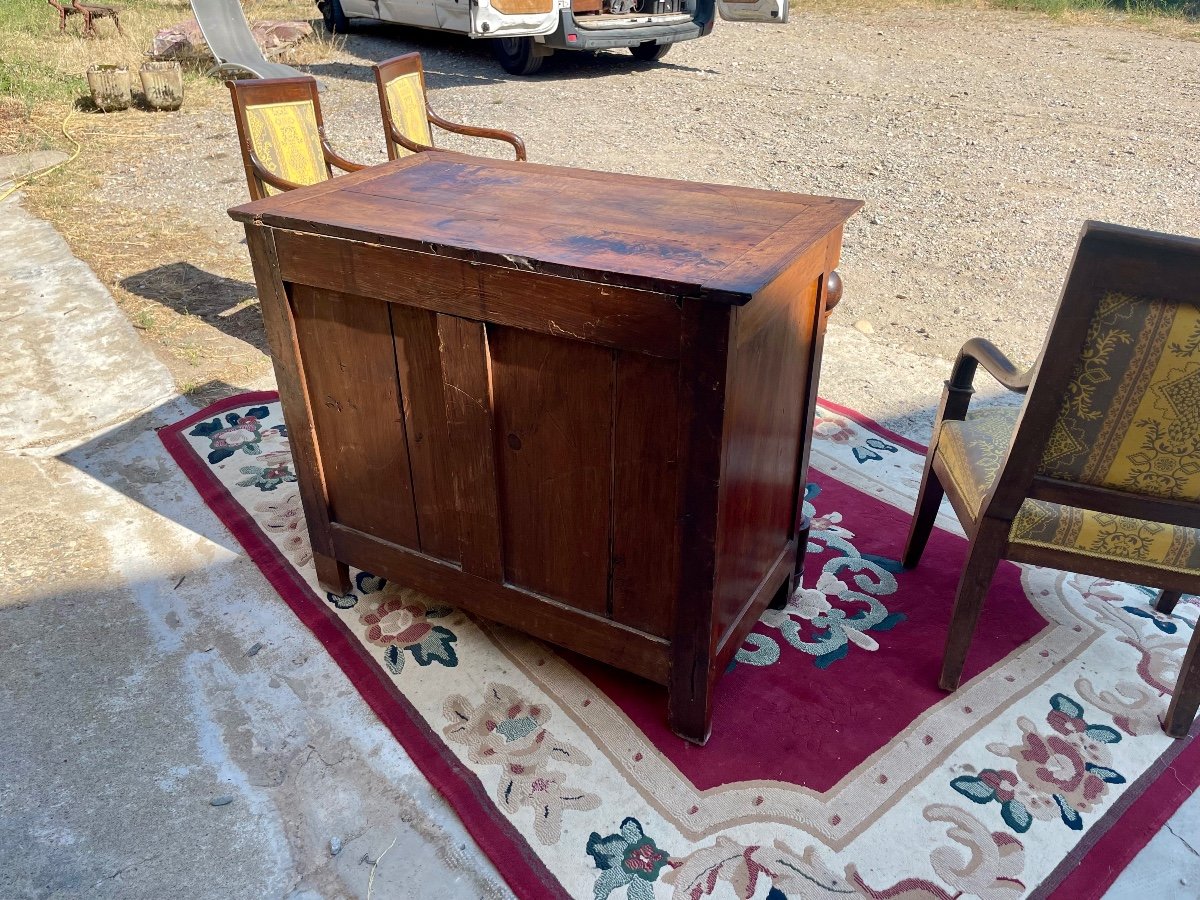 Petite Commode Empire à Colonne Détachées En Noyer D époque XIXem Siècle -photo-6