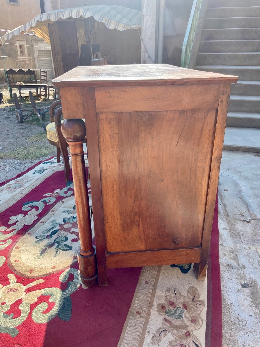 Small Empire Commode With Detached Column In Walnut From The 19th Century -photo-7