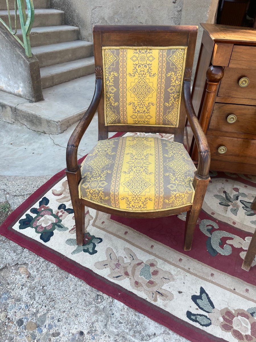 Suite De Trois Fauteuils Empire , En Noyer D époque XIXem Siècle -photo-1