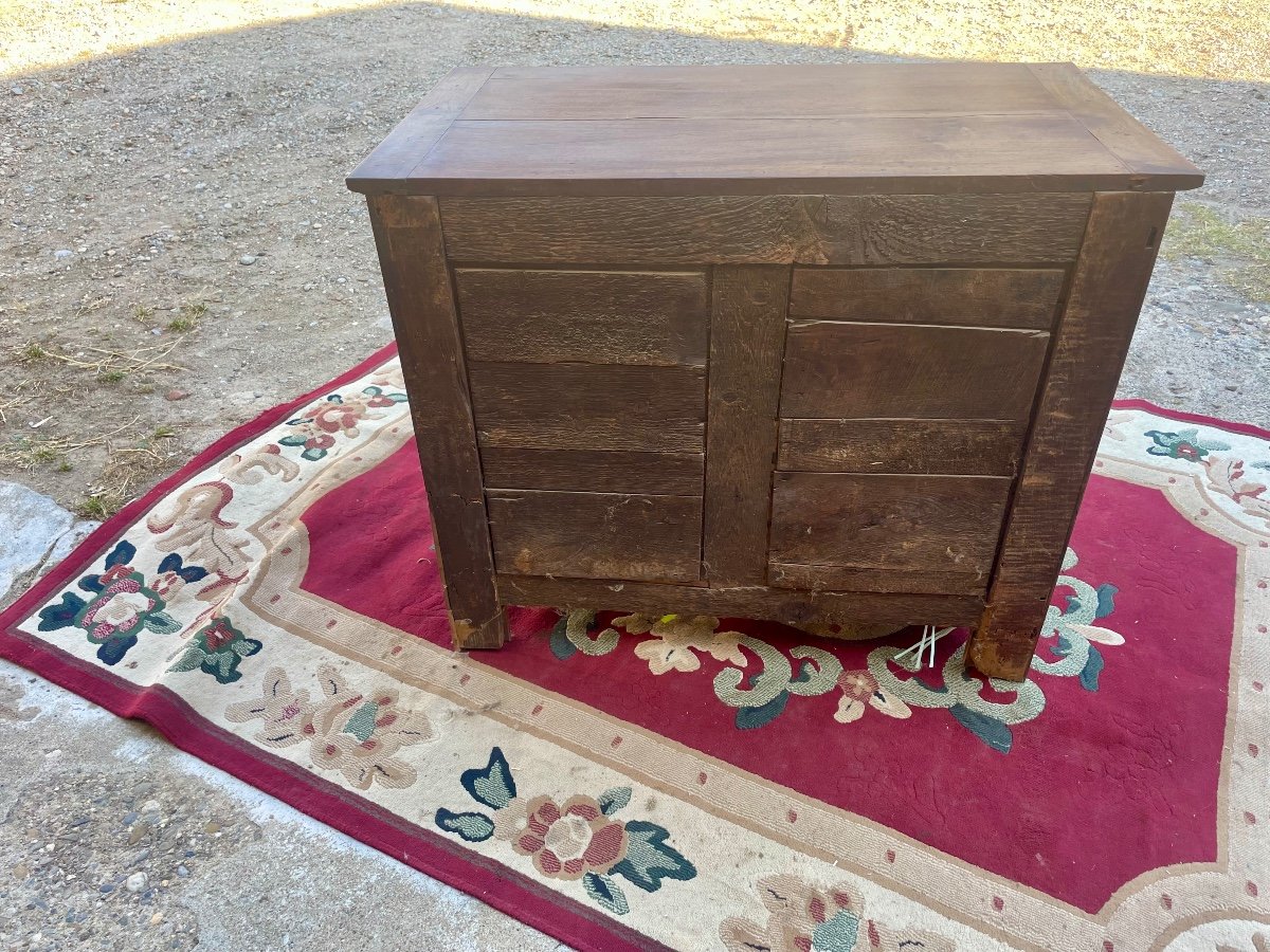 Small Empire Chest Of Drawers In Walnut With Detached Column From The 19th Century -photo-4