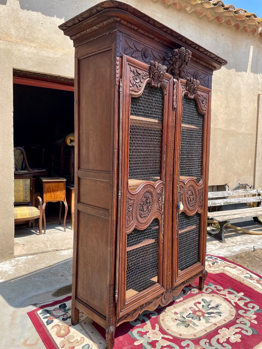 Bookcase,,, Louis XV Mesh Wedding Oak, 18th Century-photo-3