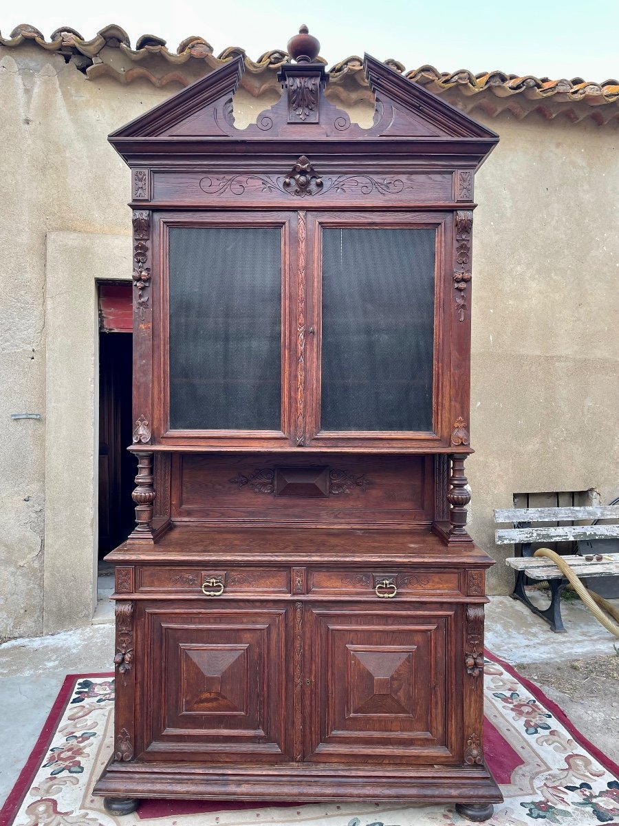 Buffet, Four Louis XIII Style Chateau Doors In Oak, 19th Century.-photo-1