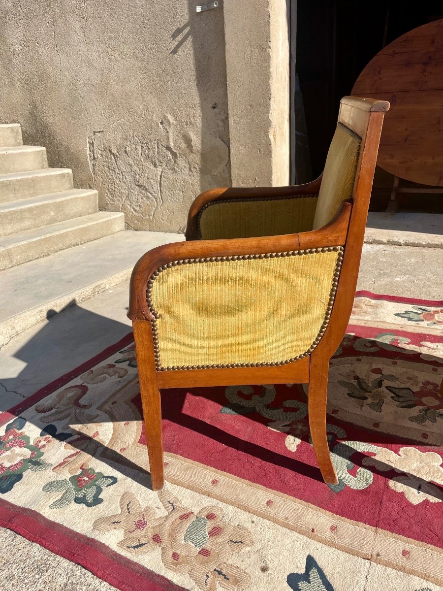 Pair Of Empire Bergère Armchairs In Solid Mahogany From The 19th Century -photo-6