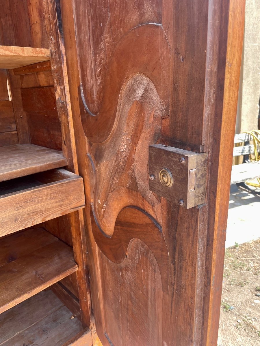 Armoire Bressane Louis XV En Noyer XVIIIem Siècle -photo-5