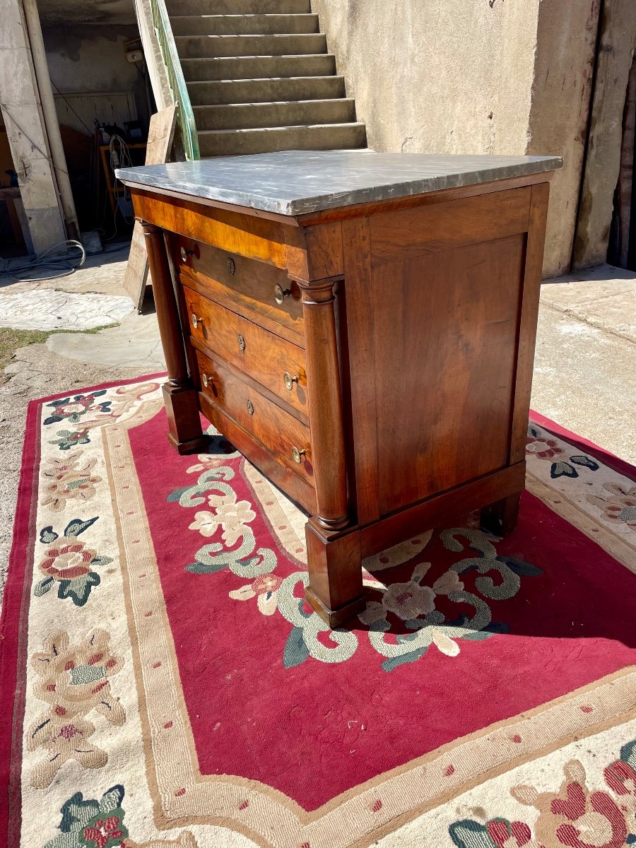 Commode, Empire En Noyer, à Colonnes Détachées, D époques XIXem Siècle -photo-3