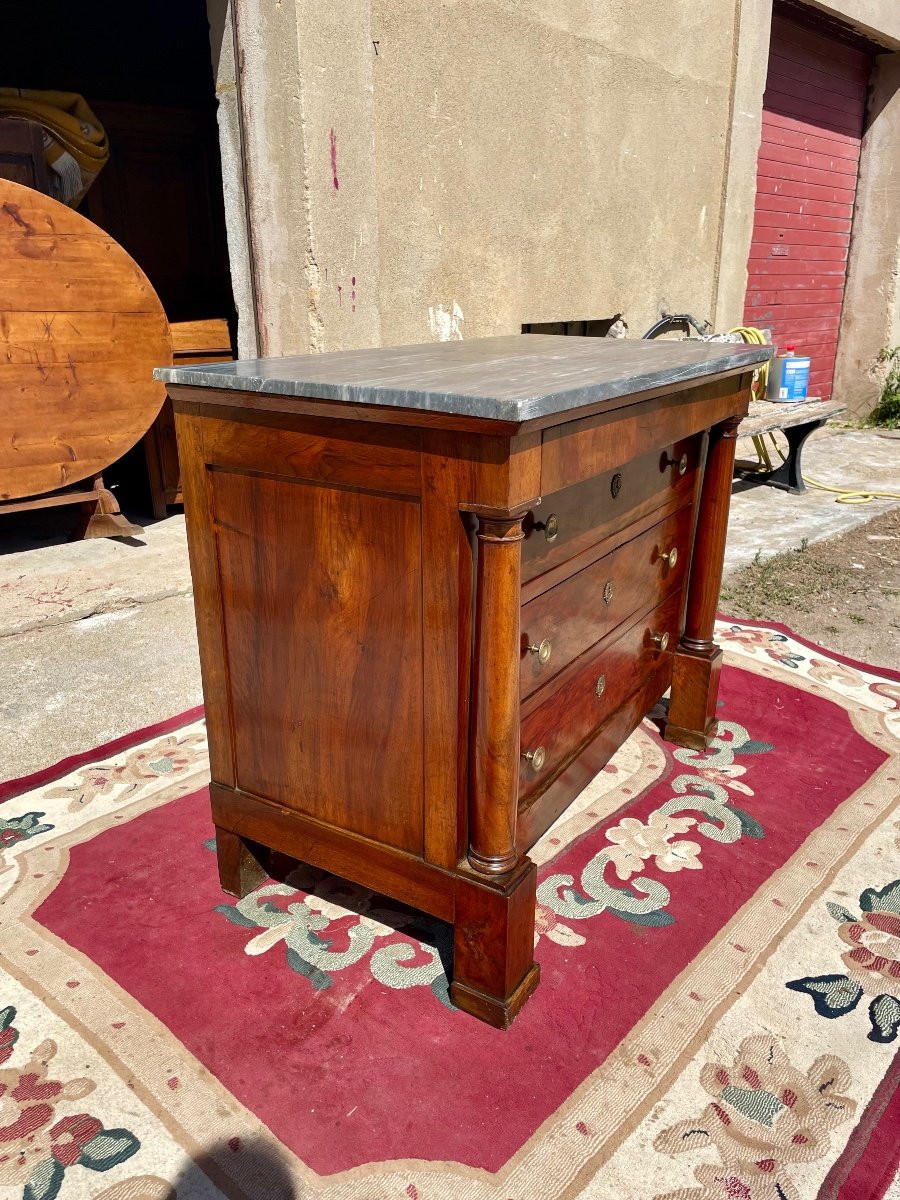 Commode, Empire En Noyer, à Colonnes Détachées, D époques XIXem Siècle -photo-4