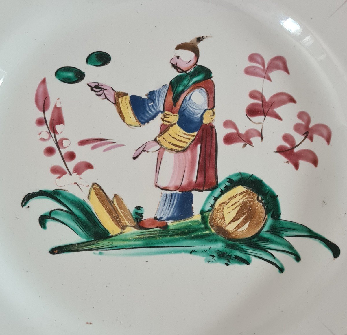 Plate With Chinese Decoration From Lunéville, 19th Century-photo-2