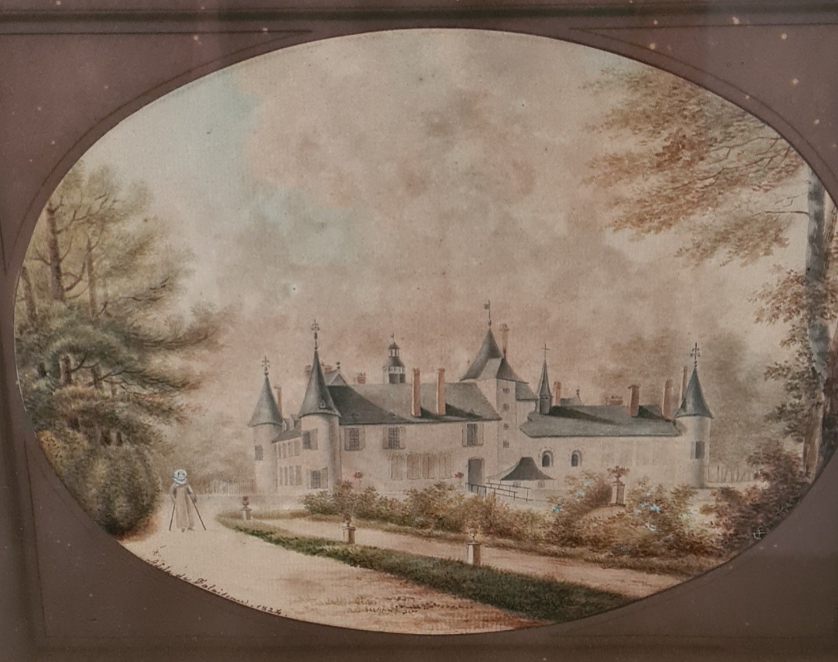 Aquarelle Par Adélaïde Du Château d'Ardenay 1824-photo-3