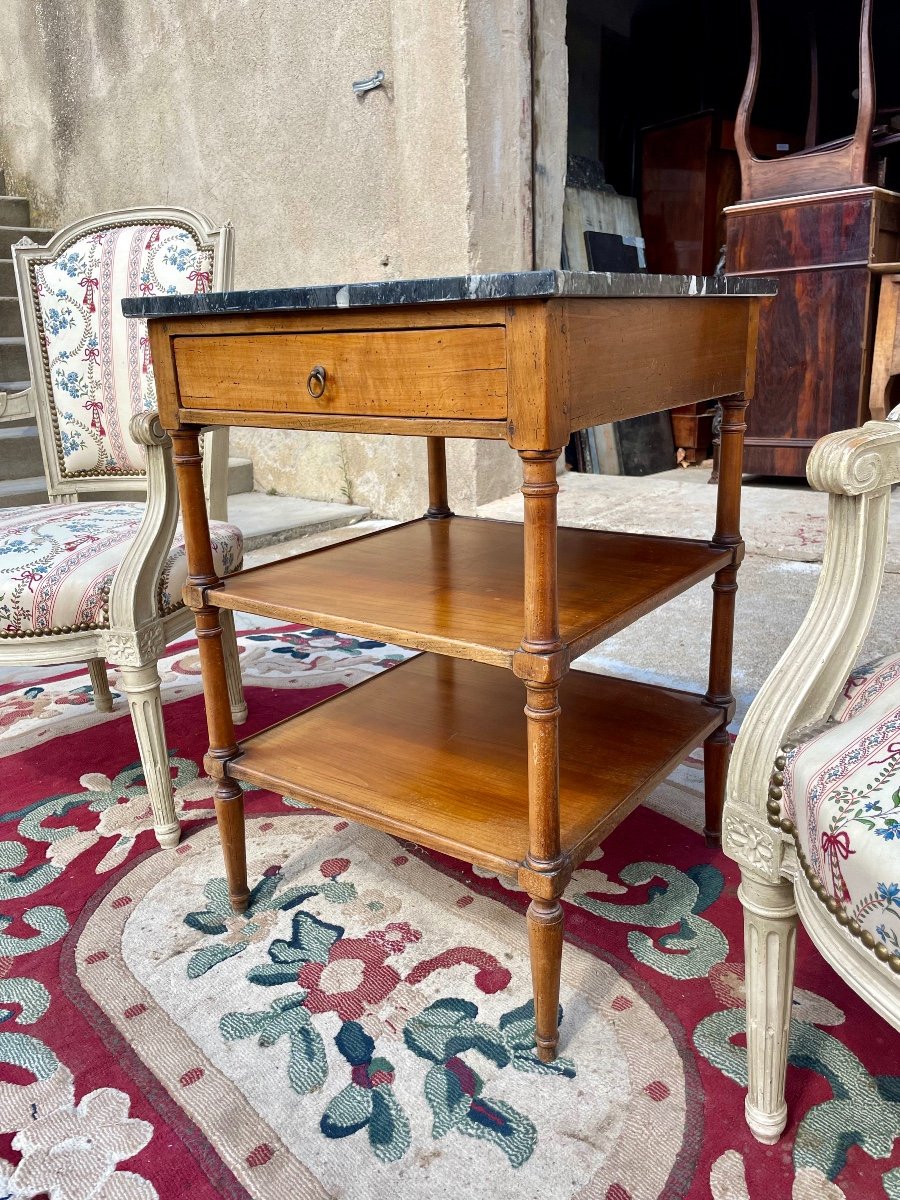 Console, Between Two Louis XVI, In Walnut, 18th Century.-photo-1