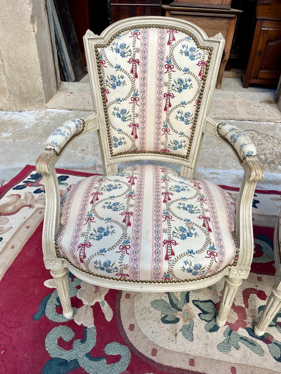 Paire  De Fauteuils  De Louis XVI D’époque, XIXem Siècle.-photo-2