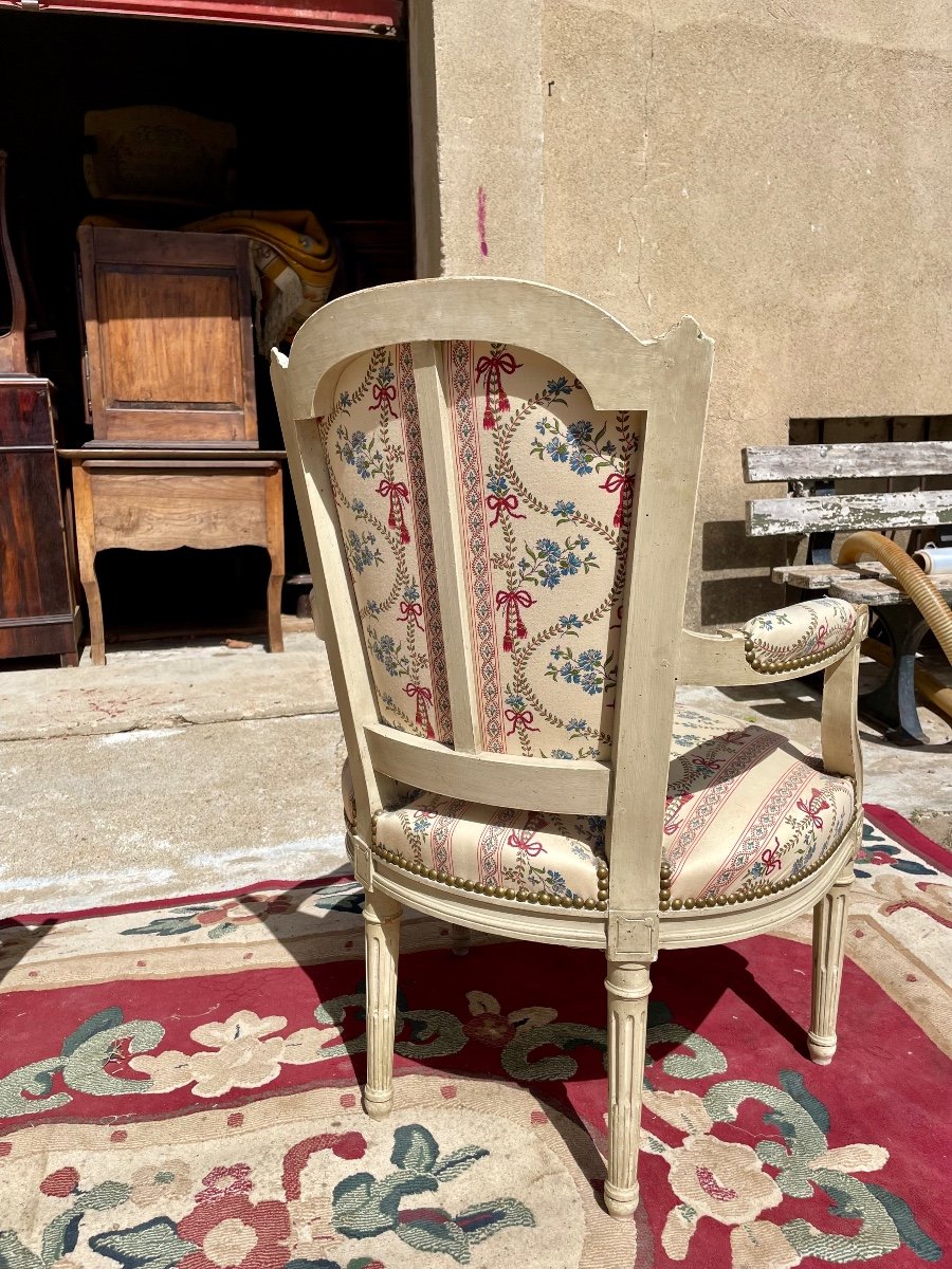 Paire  De Fauteuils  De Louis XVI D’époque, XIXem Siècle.-photo-3