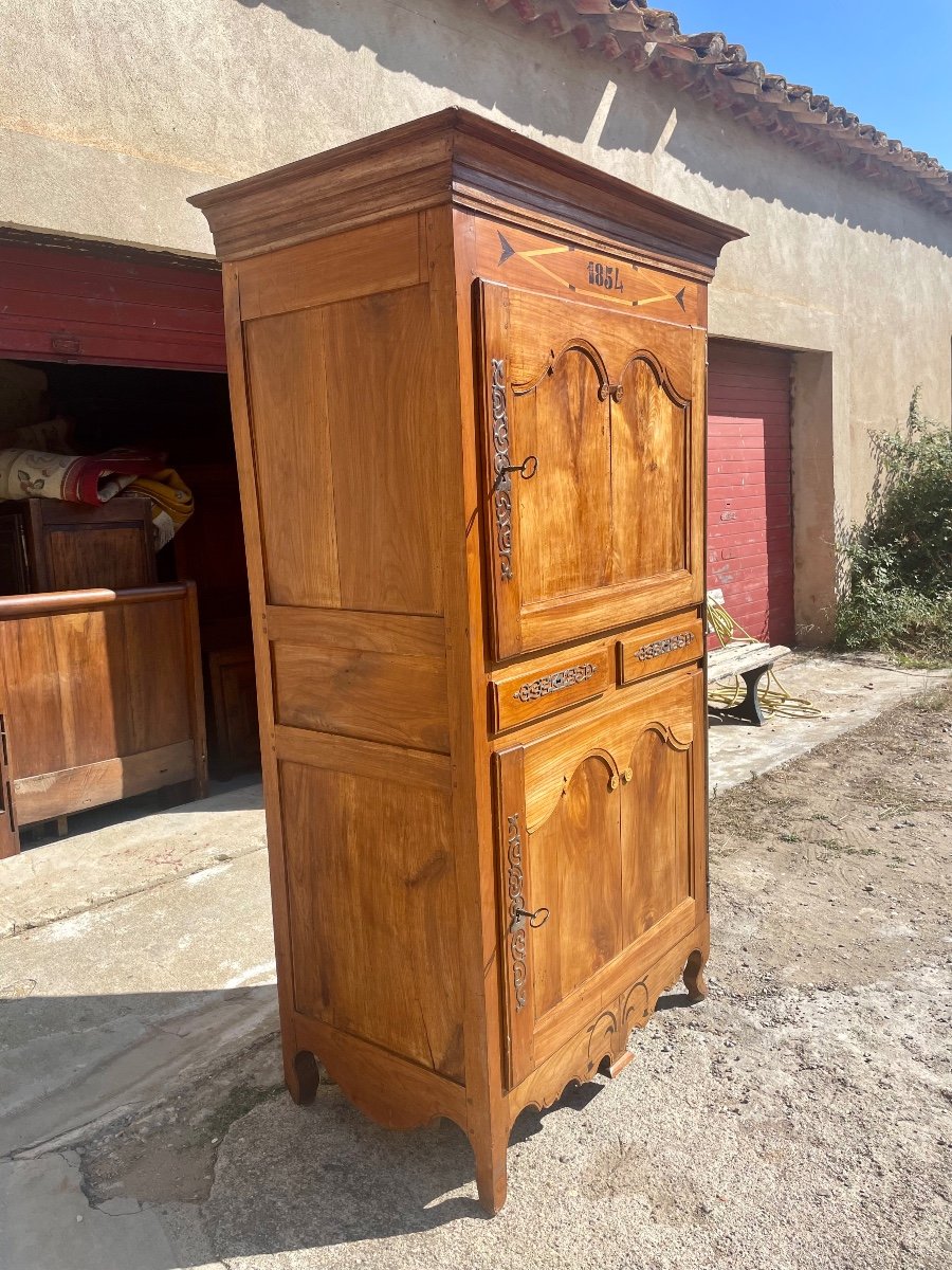 Cabinet Louis XV En Noyer D’époque, XIXém Siècle.-photo-7